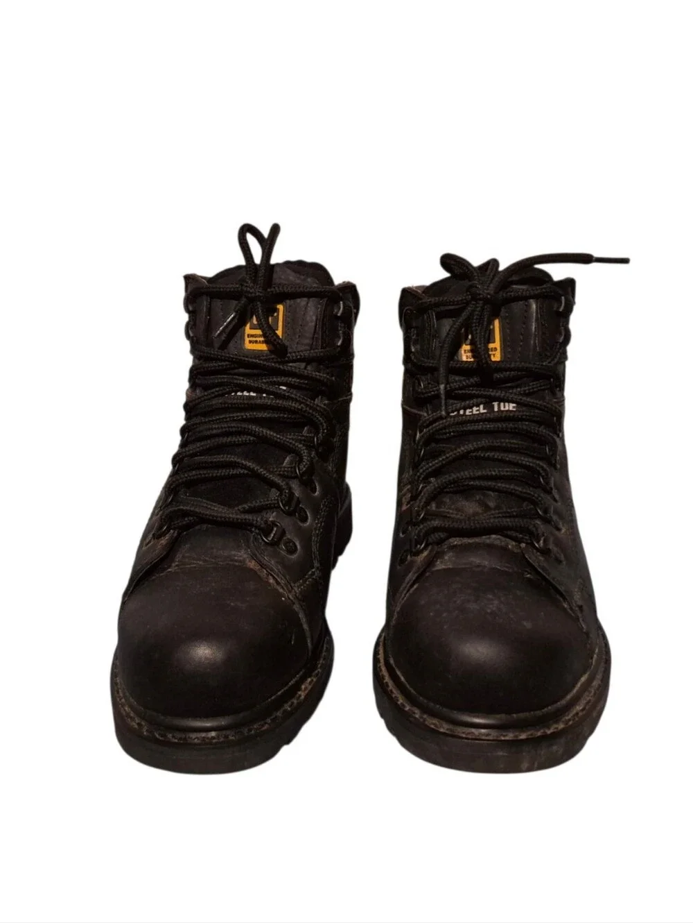 Caterpillar Black Leather Lace-Up Steel-Toe Combat Work Boots Men's Size 7.5